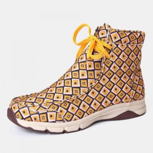 LOSTISY Women Winter Comfortable Splicing Lace Up Flat Ankle Boots