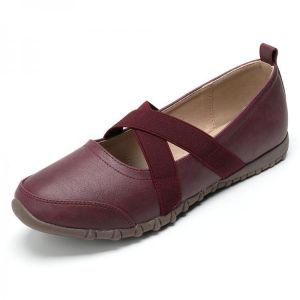 Lostisy Pure Color Cross Elastic Band Casual Flats Loafers