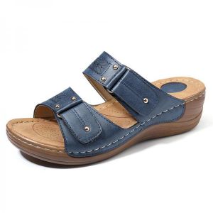 LOSTISY Large Size Casual Comfy Slippers Hook Loop Wedge Sandals