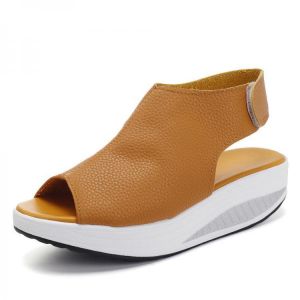 Large Size Fish Mouth Hook Loop Rocker Sole Platform Casual Sandals
