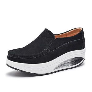 Large Size Women Leather Rocker Sole Casual Loafers