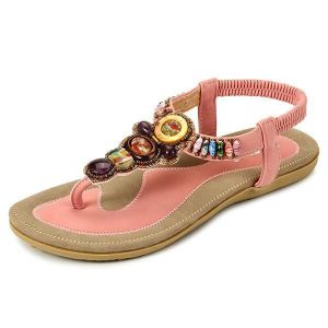 US Size 5-11 Women Summer Bohemian Outdoor Fashion Soft Comfortable Beach Flat Sandals Shoes