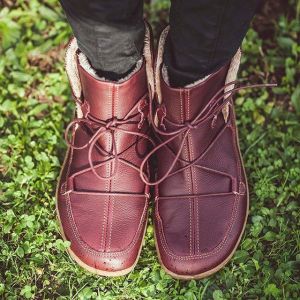 Women Warm Plush Lining Lace Up Leather Ankle Snow Boots