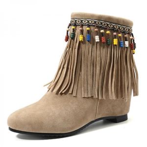 Large Size Bohemian Tassel Zipper Ankle Boots