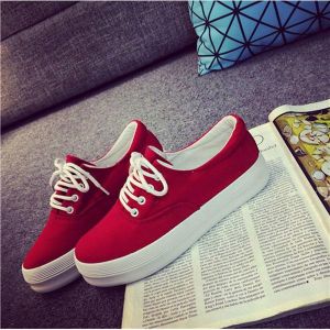 New Low Platform Women Casual Flat Heel Sneakers Lace Up Sport Canvas Shoes