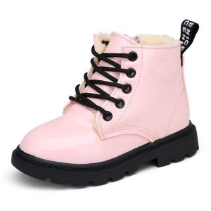 shopping נעלים לילדים Children Unisex Winter Plush Warm Waterproof PU Leather Casual Boots