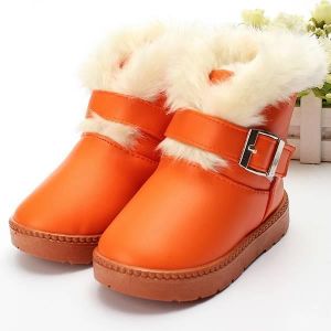 shopping נעלים לילדים Baby Children Fur Snow Ankle Boots Waterproof Leather Shoes