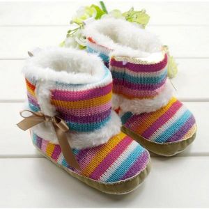 shopping נעלים לתינוקות Baby Girls Toddler Velvet  Rainbow Soft Sole Boots Shoes