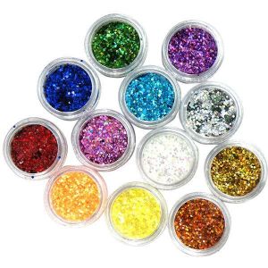 12 colors Hexagon Glitter powder1mm Set for 3D nail Art