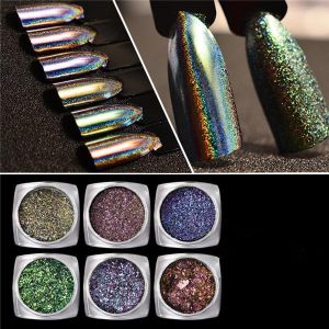 Magic Laser Glitter Powder Metal Holographic Dust Shinning Mirror Nail Art Green Purple DIY Pigment