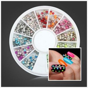 shopping ציפורניים 2mm Fluorescence Color Round Metal Stud DIY Nail Art Decoration Wheel