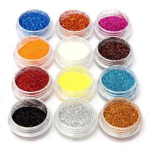 12 Colors Acrylic Nail Art Tips Glitter Powder Dust