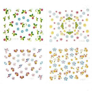 10Sheets 3D Flowers Mixed Nail Art Transfer Stickers