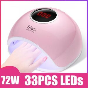 72W 33LEDs UV Nail Lamp Smart Sensing Gel Nails Polish Dryer Manicure Machine US