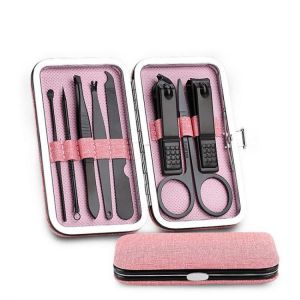 Y.F.M&reg; Stainless Steel Black Nail Clipper Pedicure Scissor Tweezer Manicure Set Kit
