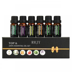 RHJY 6Pcs/Set 10ml Pure Natural Aromatherapy Essential Oils Therapeutic Plant