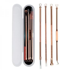 Y.F.M&reg; 4pcs Acne Blackhead Remover Needles Set Rose Gold Double Head Pimples Multipurpose Cleansing Tool