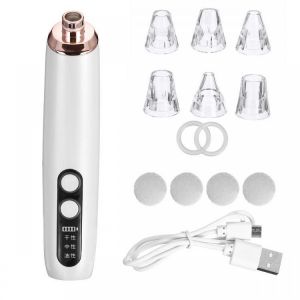 Electric Blackhead Suction Remover USB Rechargeable 3 Levels Face Nose Cleaning Blackhead Removal Machine with 6 Heads