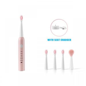 5 Modes Sonic Electric Toothbrush USB Rechargeable Heads Face Brush Charger Seat