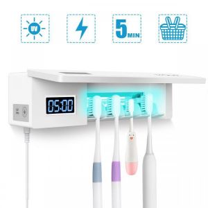 MECO ELE Toothbrush Sterilizer Ultraviolet Touch White 4 Toothbrush Groove Toothbrush Disinfector