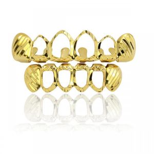 24k Gold Teeth Grill Plated Mouth Grills Bling Hip Hop Top Bottom Grill Set Dental Tools