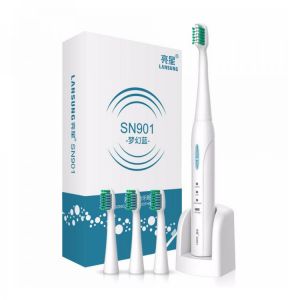 LANSUNG SN901 Ultrasonic Electric Toothbrush W/4 Pcs Replacement Heads Electronic Tooth Brush