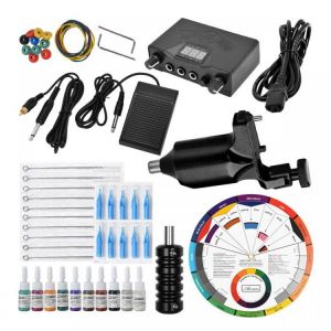 50Pcs Complete Tattoo Kit Machine Equipment Power Supply 10 Ink Colors
