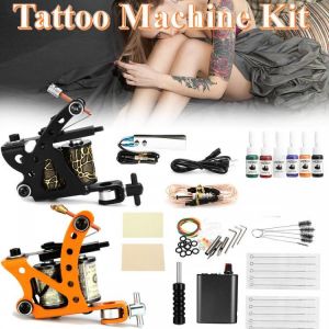 shopping קעקועים Complete Tattoo Kit 2PCS Tattoo Machine Set Ink Needles Power Supply Grip