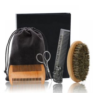 6Pcs/Set Beard Grooming &amp; Trimming Kit Brush Comb Scissors Styling Mustache Care