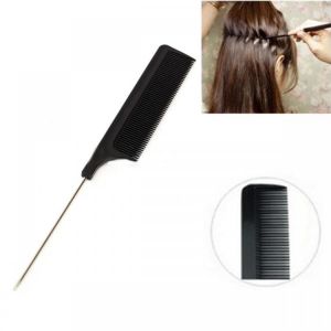 20cm 8&#039;&#039; Fine-tooth Metal Pin Hairdressing Hair Style Rat Tail Comb Black