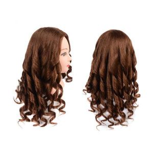 80% Human Hair Mannequin Head Yellow Natural Color With Clamp Practice Salon