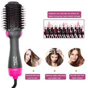 Multifunctional Negative Ion Hairbrush Comb Roll Straight Dual-use Hair Straightener Hot Air Comb