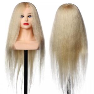 26&#039;&#039; 90% Real Human Hair Mannequin Head Hairdressing Training Head Model Salon