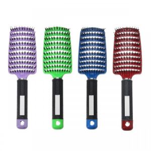 shopping שיער ואביזרים Hair Scalp Massage Comb Bristle Nylon Curly Hairbrush Anti-static Curved Row Hairdressing Tools