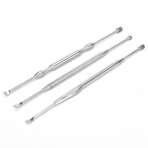3pcs Spiral Silver Ear Wax Removal Earpick Cleaner Kit Curette Tool