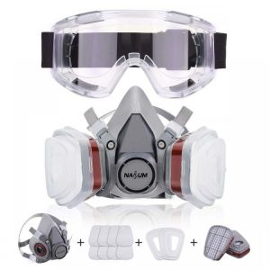 Nasum Respirator Mask with Protective Goggles for Paint Spray Dust Chemicals Protection Odour Control for Spray Restoration Paint 