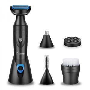 5 in 1 Electric Razor Foil Head Man's Grooming Kit Body Shaver Waterproof Nose Hair Trimmer with Facial Massager Cleaning Bru