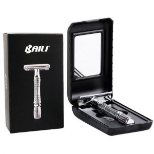 BAILI BT171 Upgrade Men's Manual Shaver Wet Shaving Safety Blade Razor Handle Barber Men's Beard Hair Care +1 Travel Cas