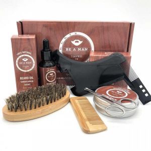 6Pcs/set Beard Care Comb Beard Balm Beard Oil Brush Grooming Styling Tools Kit