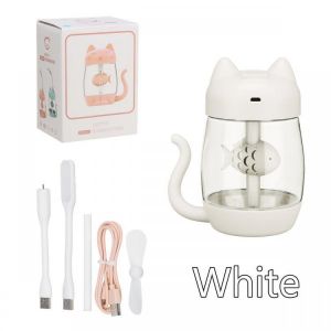 shopping ציוד גילוח והסרת שיער 350ML 3 IN 1 Cute Cat Ultrasonic Humidifier Night Light Aromatherapy Diffusers USB Auto Air Freshener