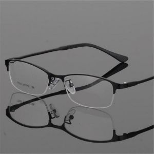 Eye Glasses Half Rimless Glasses Frame Eyeglasses Clear Lens Metal&amp;TR90 Optical Glasses RX Spectacles