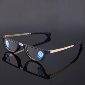 KCASA Resin Film Anti-blue Reading Glasses Shell-shaped Folding Presbyopic Glasses With Case