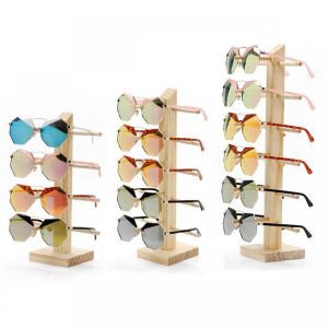 Natural Wood Wooden Sunglasses Eyeglasseses Display Rack Stand Holder Organizer 3/4/5/6 Layers