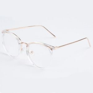 Vintage Unsex Round Metal PC Myopia Reading Glasses Frame Full Rim Resin Lens