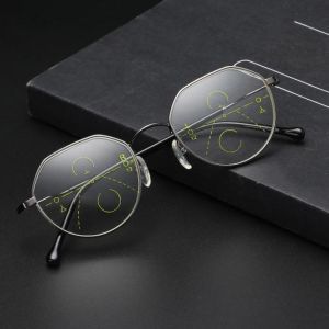 shopping משקפי קריאה Geometric Progressive Multifocal Presbyopia Reading Glasses Full Frame Resin Lens Glass