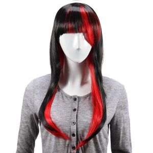 shopping פיאות ותוספות שיער Animation Black Red Layered Wig Synthetic Hair Long Straight Women Wigs Cosplay Party 70cm