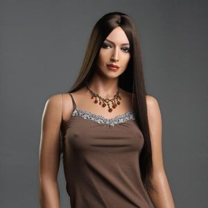 shopping פיאות ותוספות שיער NAWOMI Long Straight 100% Kanekalon Synthetic Wig Capless Dark Brown Smooth Middle Bang