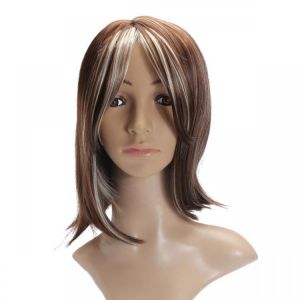 Fashion Women's Short Brown Blonde Natural Straight Cosplay Hair Full Wigs