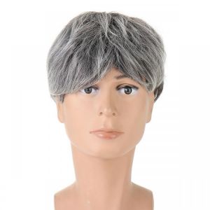 shopping פיאות ותוספות שיער Middle And Old Age Men Short Straight Hair Cosplay High-temperature Fiber Wig