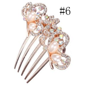 Flower Crystal Rhinestone Pearl Hair Clip Comb Pin Hairpin